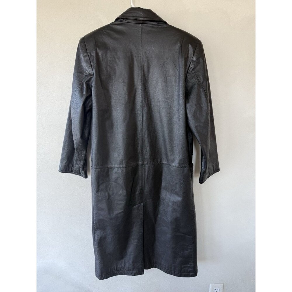 Men's G3 Small S Blazer Long Overcoat Coat Jacket Black Leather - Picture 5 of 5